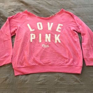 PINK open neck sweatshirt